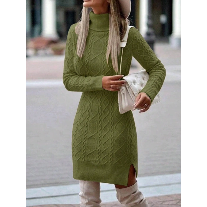 MARSiLYAN- Loren Yünlü Motifli Midi Boy Triko Elbise