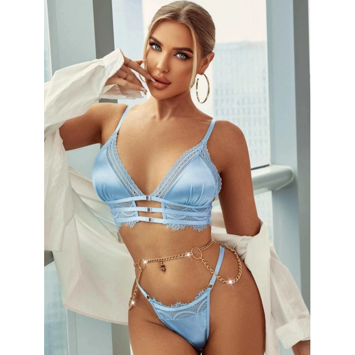 MARSiLYAN- Mavi Zincir Detaylı Fantezi Sütyen Takımı