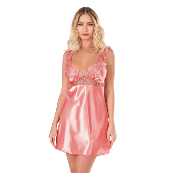 MARSiLYAN-  Mercan Kısa Saten Gecelik