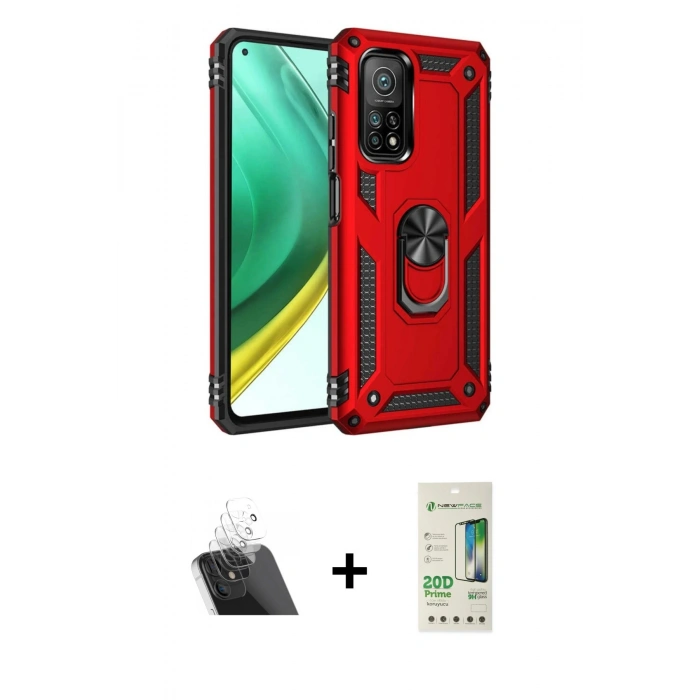 MARSİLYAN™- Mi 10T Pro Kılıf Ahenk Klasik Koleksiyonu - Siyah 20D Premium Cam Ekran Koruyucu + Kamera Lens Koruma Cam - SF