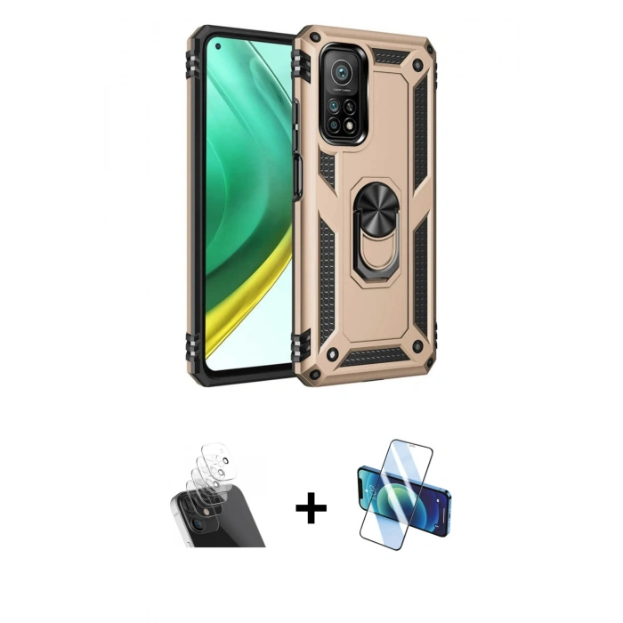 MARSİLYAN™- Mi 10T Pro Kılıf Ahenk Klasik Koleksiyonu - Siyah 3D Antistatik Cam Ekran Koruyucu + Kamera Lens Koruma Cam - SF