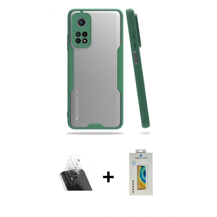 MARSİLYAN™- Mi 10T Pro Kılıf Atlas Asil Serisi - Şeffaf Polymer Nano Ekran Koruyucu + Kamera Lens Koruma Cam - SF