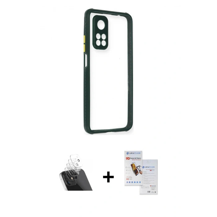 MARSİLYAN™- Mi 10T Pro Kılıf Nova Asil Özel Seri - Siyah Seramik Nano Ekran Koruyucu + Kamera Lens Koruma Cam - SF