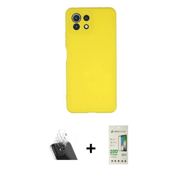 MARSİLYAN™- Mİ 11 Lite Kılıf Ahenk Serisi - Siyah 20D Premium Cam Ekran Koruyucu + Kamera Lens Koruma Cam - SF