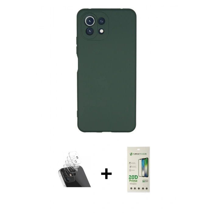 MARSİLYAN™- Mİ 11 Lite Kılıf Ahenk Serisi - Siyah 20D Premium Cam Ekran Koruyucu + Kamera Lens Koruma Cam - SF