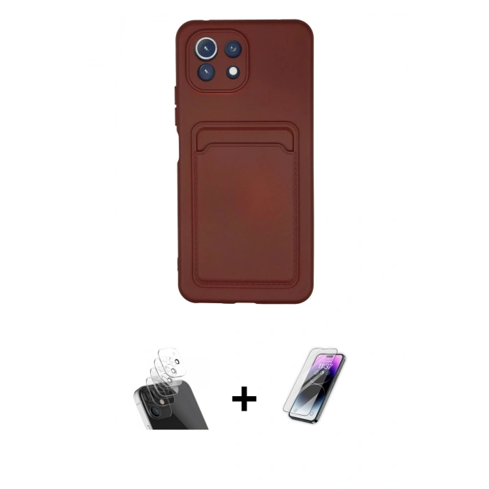 MARSİLYAN™- Mİ 11 Lite Kılıf Vadi Çizgi Prime - Şeffaf Pasifik Cam Ekran Koruyucu + Kamera Lens Koruma Cam - SF