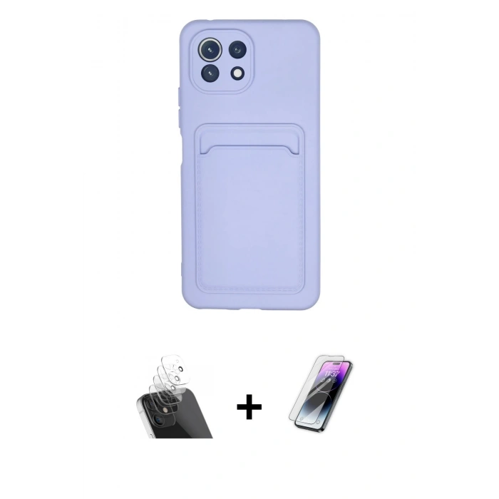 MARSİLYAN™- Mİ 11 Lite Kılıf Vadi Çizgi Prime - Şeffaf Pasifik Cam Ekran Koruyucu + Kamera Lens Koruma Cam - SF