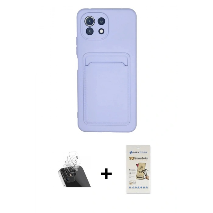 MARSİLYAN™- Mİ 11 Lite Kılıf Vadi Çizgi Prime - Siyah Mat Seramik Nano Ekran Koruyucu + Kamera Lens Koruma Cam - SF