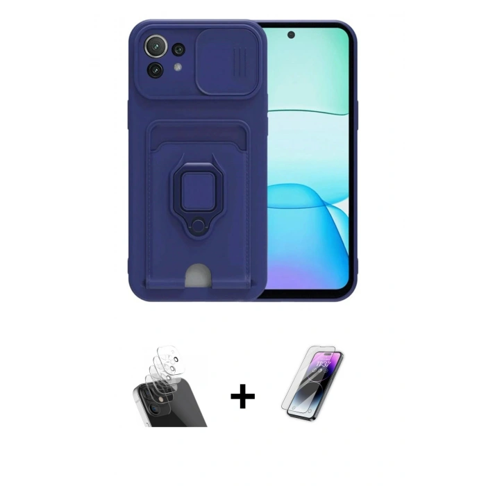 MARSİLYAN™- Mİ 11 Lite Kılıf Vadi Form Prime - Şeffaf Pasifik Cam Ekran Koruyucu + Kamera Lens Koruma Cam - SF