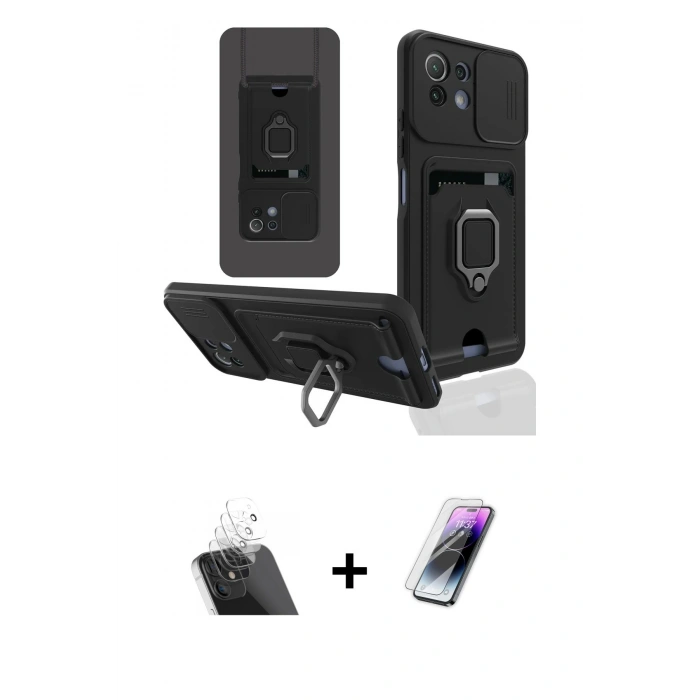 MARSİLYAN™- Mİ 11 Lite Kılıf Vadi Form Prime - Şeffaf Pasifik Cam Ekran Koruyucu + Kamera Lens Koruma Cam - SF