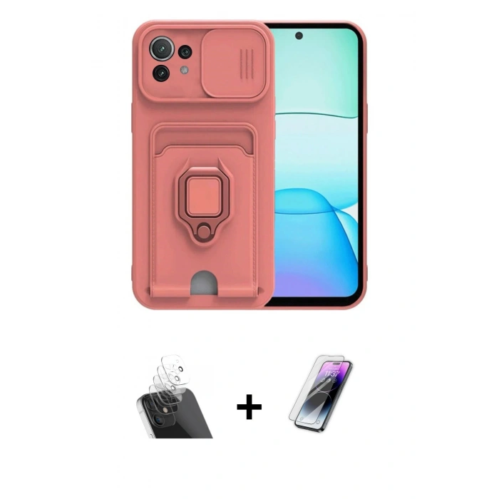 MARSİLYAN™- Mİ 11 Lite Kılıf Vadi Form Prime - Şeffaf Pasifik Cam Ekran Koruyucu + Kamera Lens Koruma Cam - SF