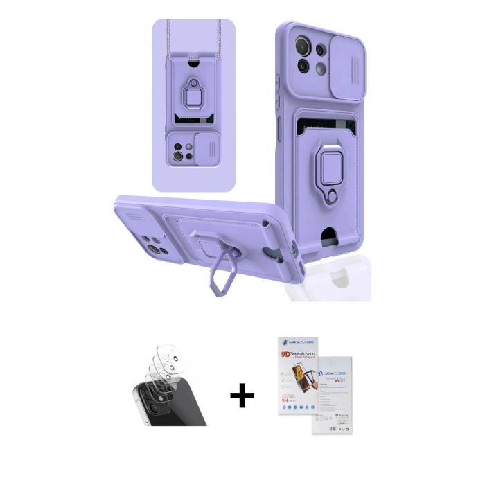MARSİLYAN™- Mİ 11 Lite Kılıf Vadi Form Prime - Siyah Seramik Nano Ekran Koruyucu + Şeffaf Kamera Lens Koruma Cam