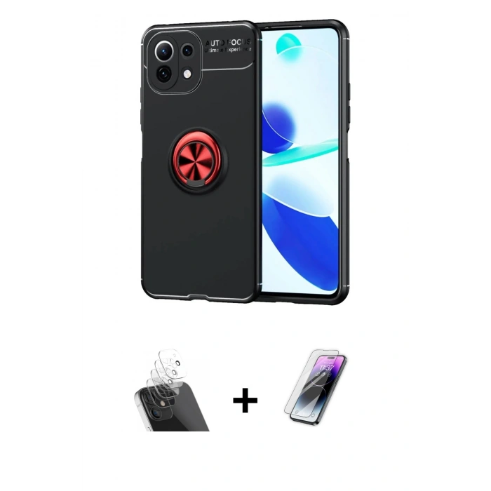 MARSİLYAN™- Mİ 11 Lite Kılıf Yankı Form Prime - Şeffaf Pasifik Cam Ekran Koruyucu + Kamera Lens Koruma Cam - SF
