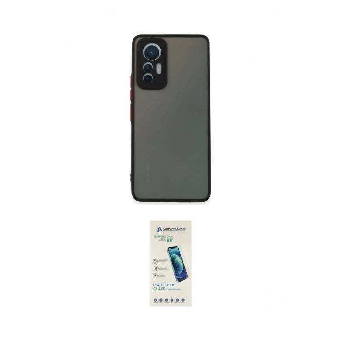 MARSİLYAN™- Mi 12 Lite Kılıf Ahenk Çizgi Serisi - Şeffaf Pasifik Cam Ekran Koruyucu