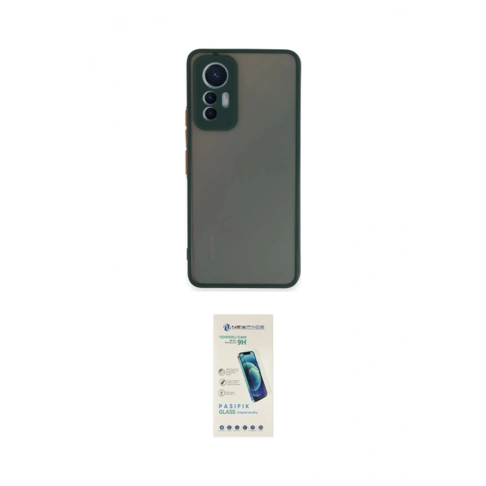 MARSİLYAN™- Mi 12 Lite Kılıf Ahenk Çizgi Serisi - Şeffaf Pasifik Cam Ekran Koruyucu