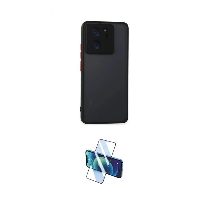 MARSİLYAN™- Mi 13T Pro Kılıf Ahenk Çizgi Serisi - Siyah 3D Antistatik Cam Ekran Koruyucu