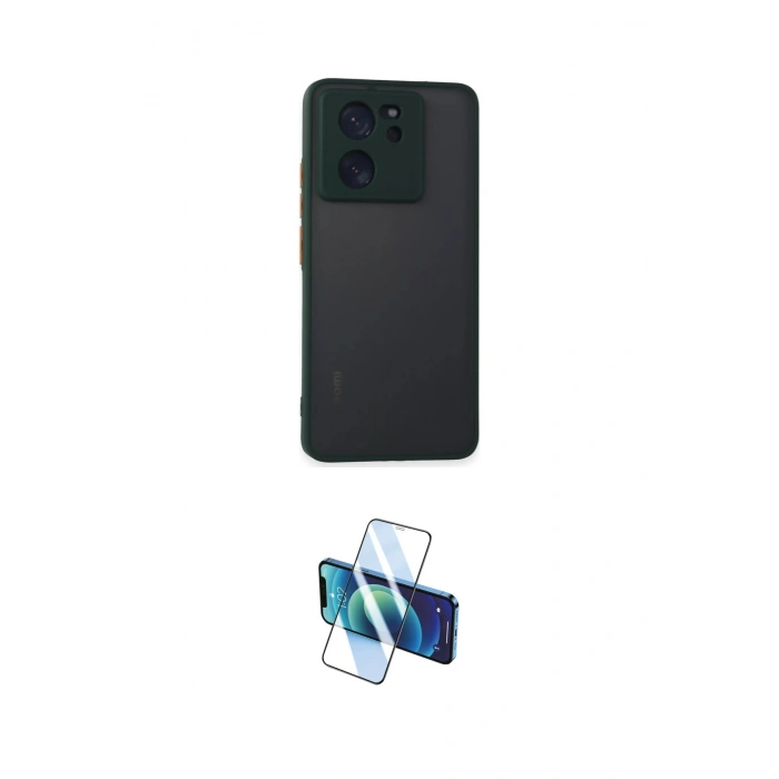 MARSİLYAN™- Mi 13T Pro Kılıf Ahenk Çizgi Serisi - Siyah 3D Antistatik Cam Ekran Koruyucu