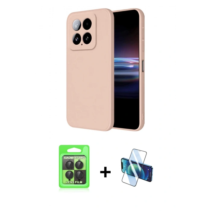 MARSİLYAN™- Mi 14T Pro Kılıf Ahenk Serisi - Siyah 3D Antistatik Seramik Nano Ekran Koruyucu + Raze Metal Kamera Lens - SH