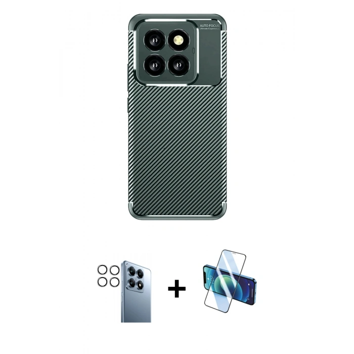 MARSİLYAN™- Mi 14T Pro Kılıf Eksen Form Prime - Siyah 3D Antistatik Seramik Nano Ekran Koruyucu + PVD Metal Kamera Lens - GS