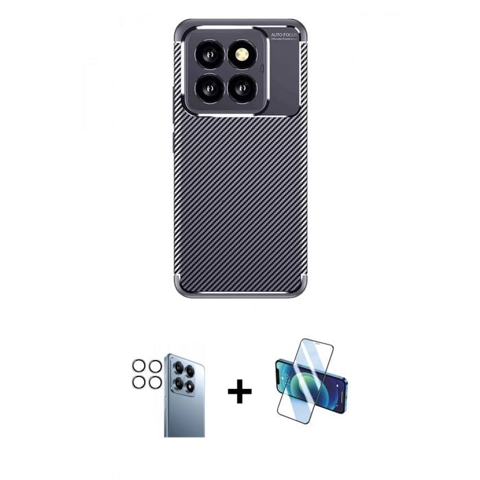 MARSİLYAN™- Mi 14T Pro Kılıf Eksen Form Prime - Siyah 3D Antistatik Seramik Nano Ekran Koruyucu + PVD Metal Kamera Lens - GS