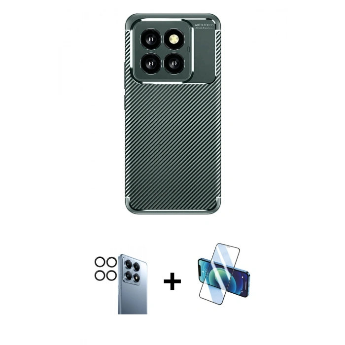 MARSİLYAN™- Mi 14T Pro Kılıf Eksen Form Prime - Siyah 3D Antistatik Seramik Nano Ekran Koruyucu + PVD Metal Kamera Lens - SH