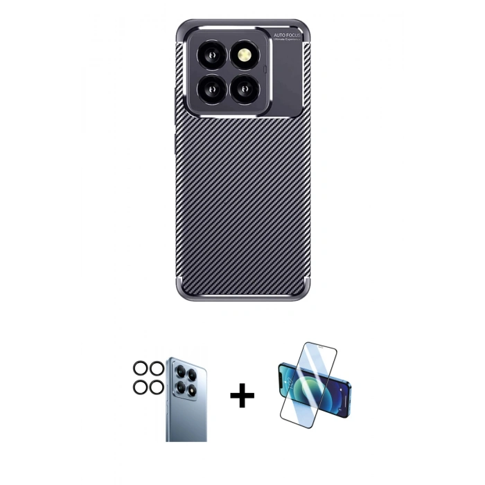 MARSİLYAN™- Mi 14T Pro Kılıf Eksen Form Prime - Siyah 3D Antistatik Seramik Nano Ekran Koruyucu + PVD Metal Kamera Lens - SH