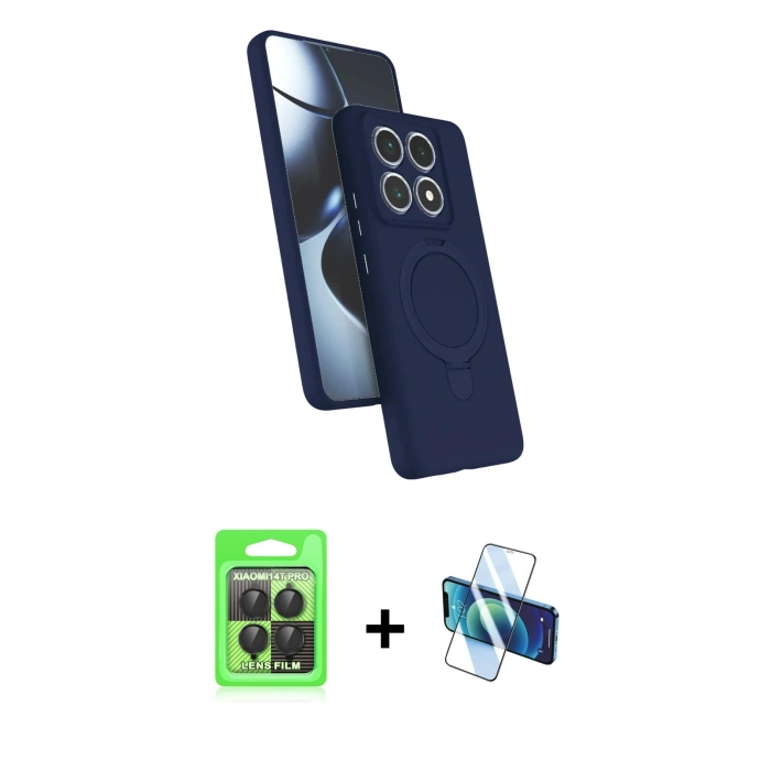 MARSİLYAN™- Mi 14T Pro Kılıf İz Işık Koleksiyonu - Siyah 3D Antistatik Seramik Nano Ekran Koruyucu + Raze Metal Kamera Lens - SH