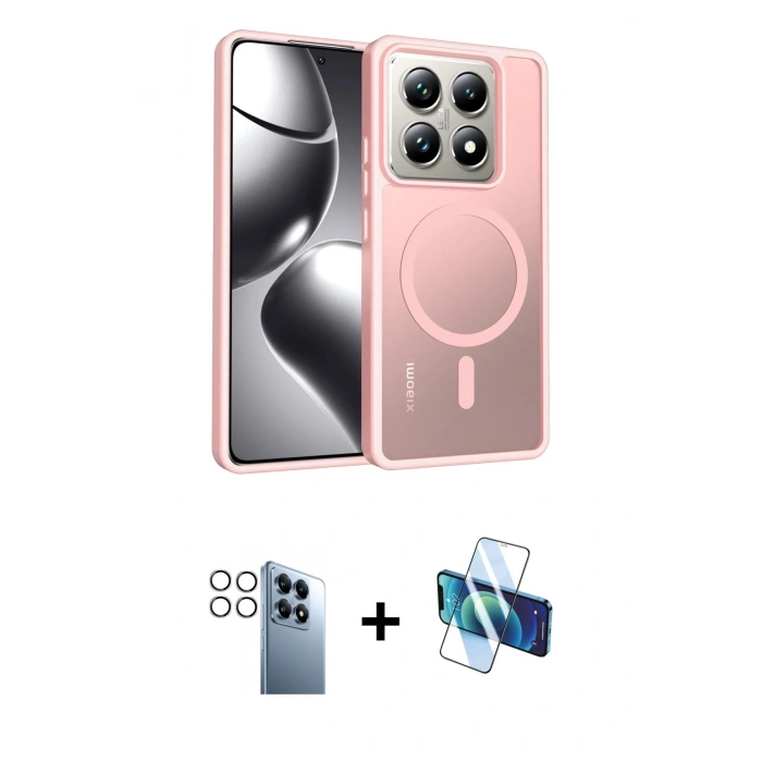 MARSİLYAN™- Mi 14T Pro Kılıf Siluet Minimal Prime - Siyah 3D Antistatik Cam Ekran Koruyucu + PVD Metal Kamera Lens - GS