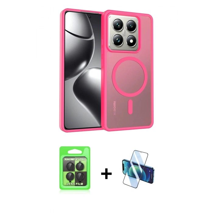 MARSİLYAN™- Mi 14T Pro Kılıf Siluet Minimal Prime - Siyah 3D Antistatik Seramik Nano Ekran Koruyucu + Raze Metal Kamera Lens - SH