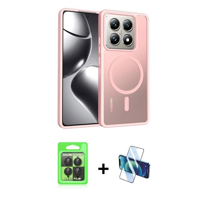 MARSİLYAN™- Mi 14T Pro Kılıf Siluet Minimal Prime - Siyah 3D Antistatik Seramik Nano Ekran Koruyucu + Raze Metal Kamera Lens - SH