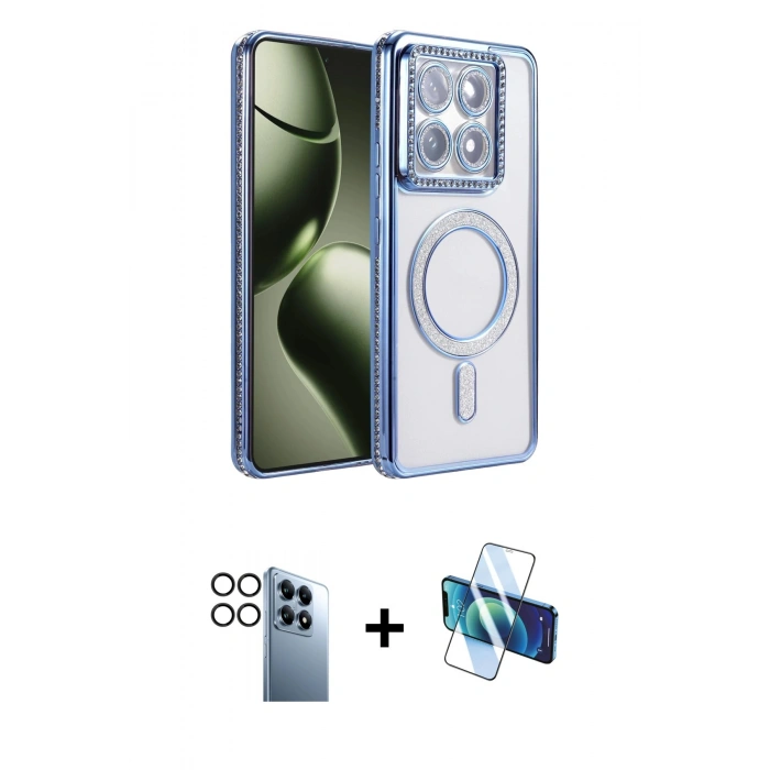MARSİLYAN™- Mi 14T Pro Kılıf Zirve Doku Prime - Siyah 3D Antistatik Seramik Nano Ekran Koruyucu + PVD Metal Kamera Lens - SH