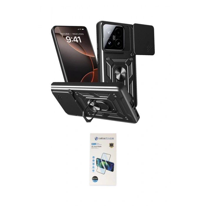 MARSİLYAN™- Mi 15T Kılıf Ahenk Klasik - Siyah 3D Antistatik Cam Ekran Koruyucu