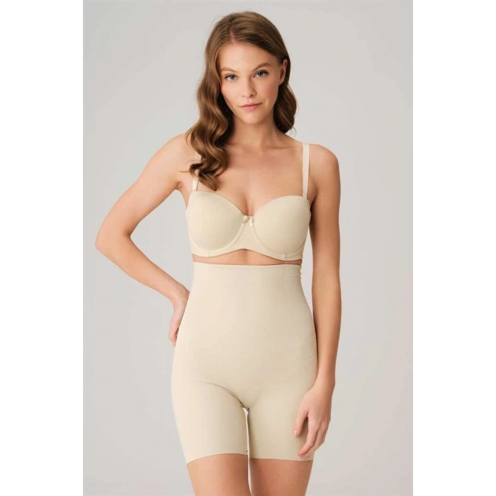 MARSiLYAN-  Mikro Kumaş Beli Yapıştırma Paçaları Silikon Bantlı Paçalı Sıkı Şort Korse