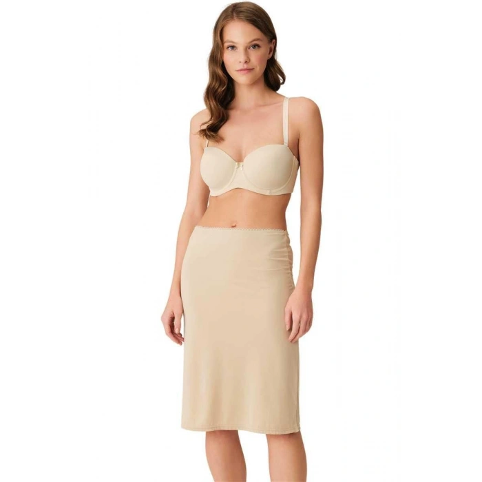 MARSiLYAN-  Mikropolyamid Esnek Kumaşlı Diz Altı Uzun Etek Altı Jüpon