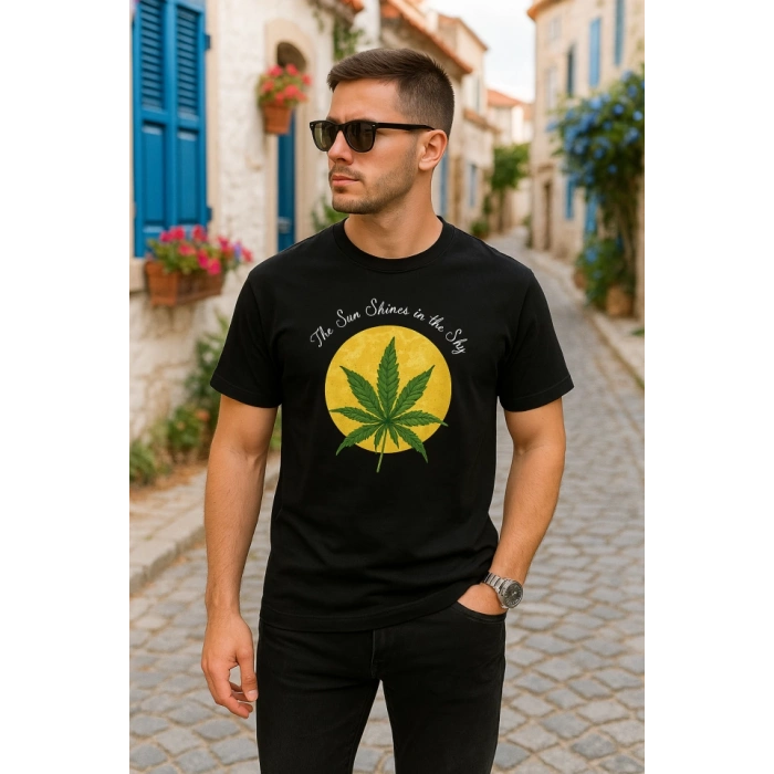 MARSiLYAN- Ön Ve Arka Baskılı Oversize Bisiklet Yaka Tshirt