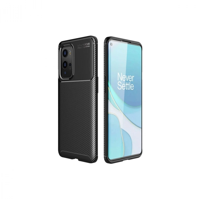 MARSİLYAN™- One Plus 9 Pro Kılıf Auto Focus Karbon Kapak - Siyah