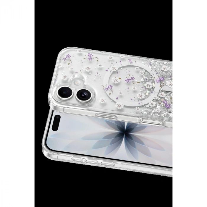 MARSİLYAN™- Onegif Apple İphone 16 Misk Simli Magsafe Kapak - Desen 2