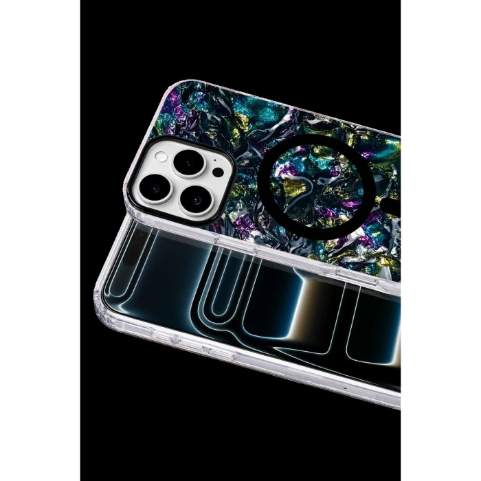 MARSİLYAN™- Onegif Apple İphone 16 Pro Max Mila Dalgalı Magsafe Kapak - Lacivert