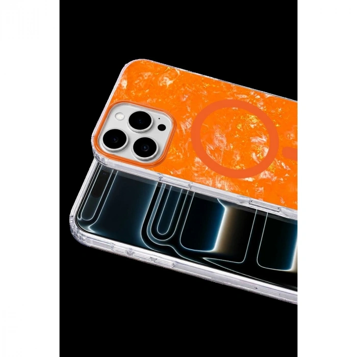 MARSİLYAN™- Onegif Apple İphone 16 Pro Max Mila Dalgalı Magsafe Kapak - Turuncu