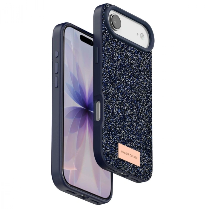 MARSİLYAN™- Onegif Apple İphone 17 Air Bright Simli Kapak - Mavi