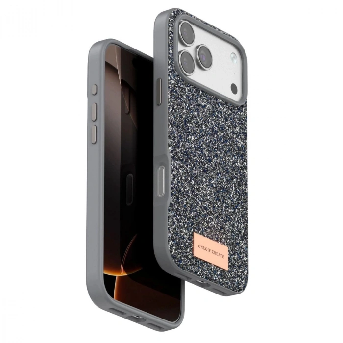 MARSİLYAN™- Onegif Apple İphone 17 Pro Max Bright Simli Kapak - Gümüş
