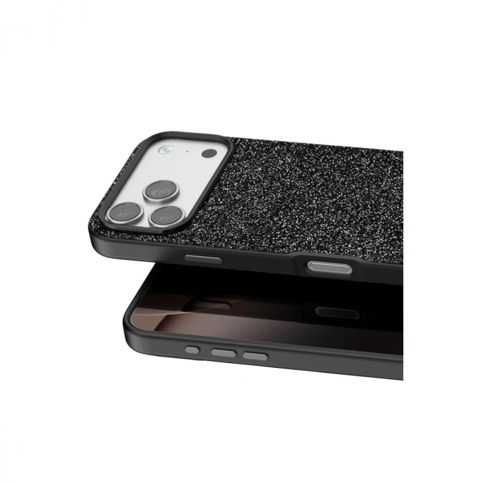 MARSİLYAN™- Onegif Apple İphone 17 Pro Max Bright Simli Kapak - Siyah