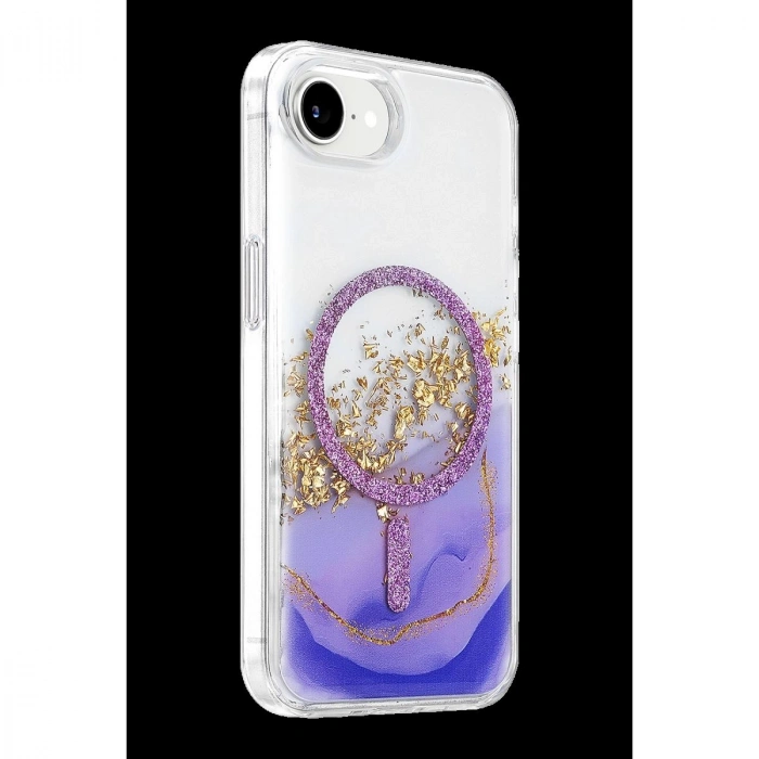 MARSİLYAN™- Onegif Apple İphone 17e Lotus Simli Magsafe Kapak - Mor