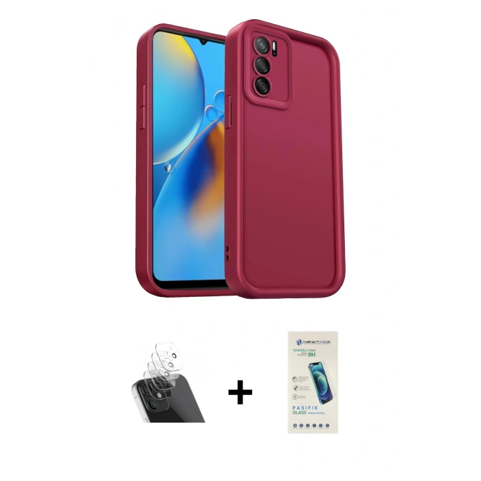 MARSİLYAN™- Oppo A16 Kılıf Yankı Yansıma Özel Seri - Şeffaf Pasifik Cam Ekran Koruyucu + Kamera Lens Koruma Cam - SF