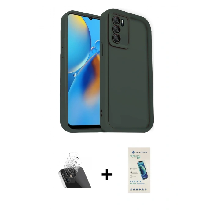 MARSİLYAN™- Oppo A16 Kılıf Yankı Yansıma Özel Seri - Şeffaf Pasifik Cam Ekran Koruyucu + Kamera Lens Koruma Cam - SF