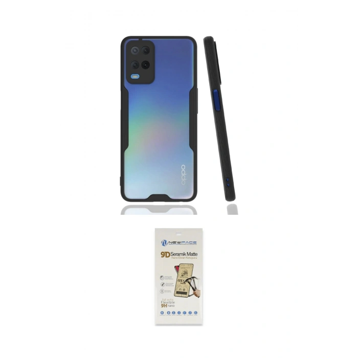 MARSİLYAN™- Oppo A54 4G Kılıf Atlas Asil Serisi - Siyah Mat Seramik Nano Ekran Koruyucu