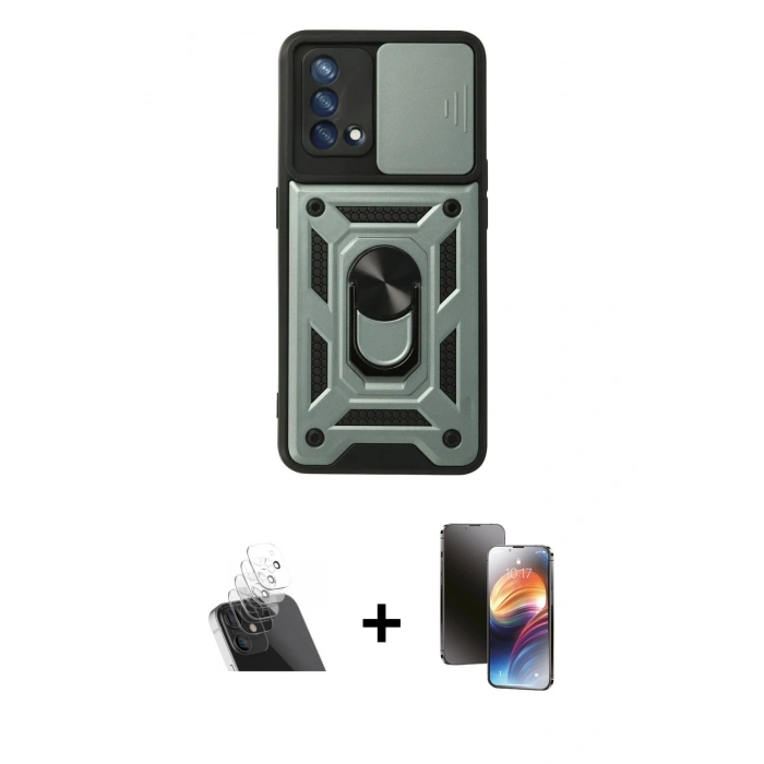 MARSİLYAN™- Oppo A74 4G Kılıf Ahenk Klasik - Siyah 3D Antistatik Mat Seramik Nano Ekran Koruyucu + Kamera Lens Koruma Cam - SF