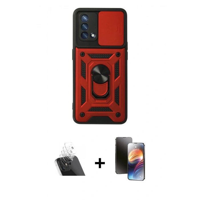 MARSİLYAN™- Oppo A74 4G Kılıf Ahenk Klasik - Siyah 3D Antistatik Mat Seramik Nano Ekran Koruyucu + Kamera Lens Koruma Cam - SF