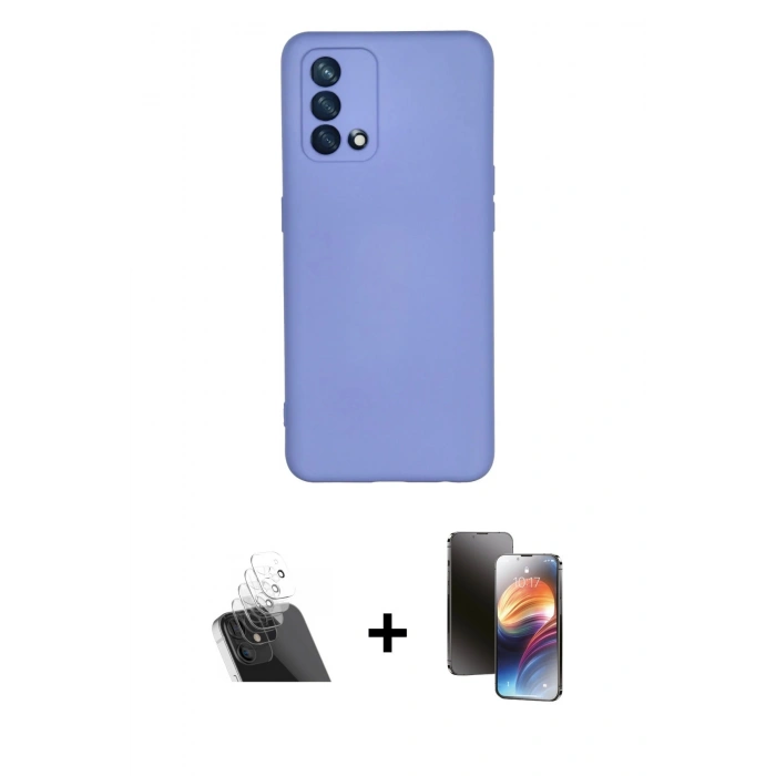 MARSİLYAN™- Oppo A74 4G Kılıf Ahenk Serisi - Siyah 3D Antistatik Mat Seramik Nano Ekran Koruyucu + Kamera Lens Koruma Cam - SF