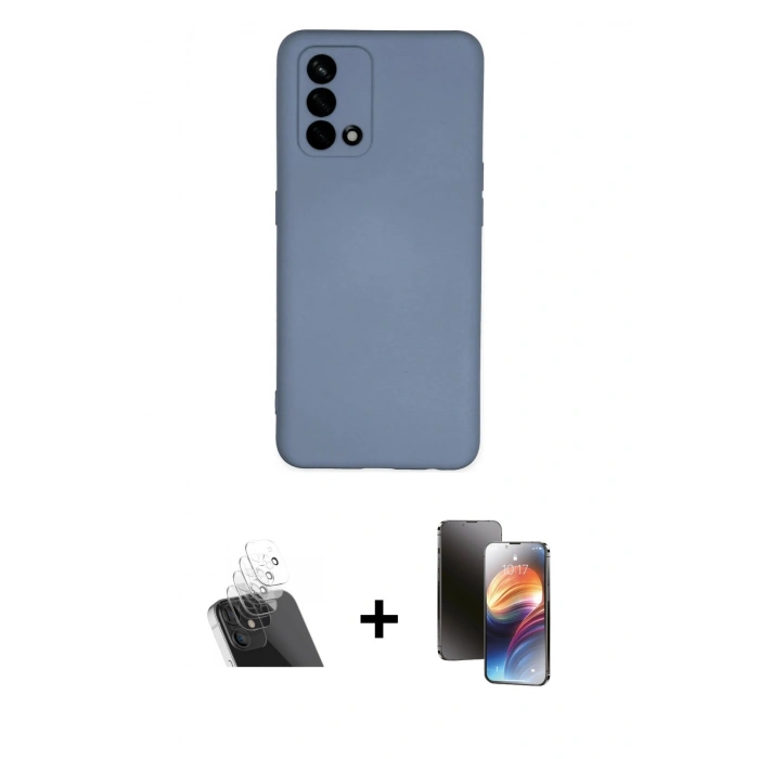 MARSİLYAN™- Oppo A74 4G Kılıf Ahenk Serisi - Siyah 3D Antistatik Mat Seramik Nano Ekran Koruyucu + Kamera Lens Koruma Cam - SF